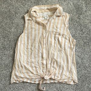 Sleeveless front tie striped JCrew blouse